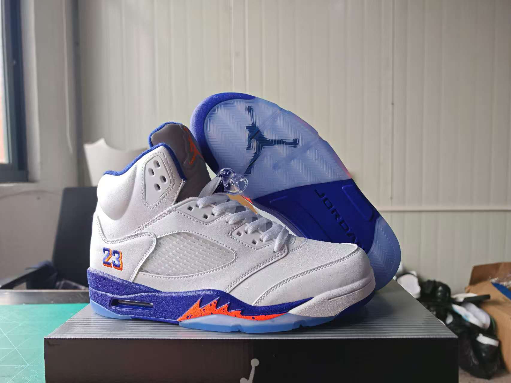 Women's Running Weapon Air Jordan 5 White Shoes 037